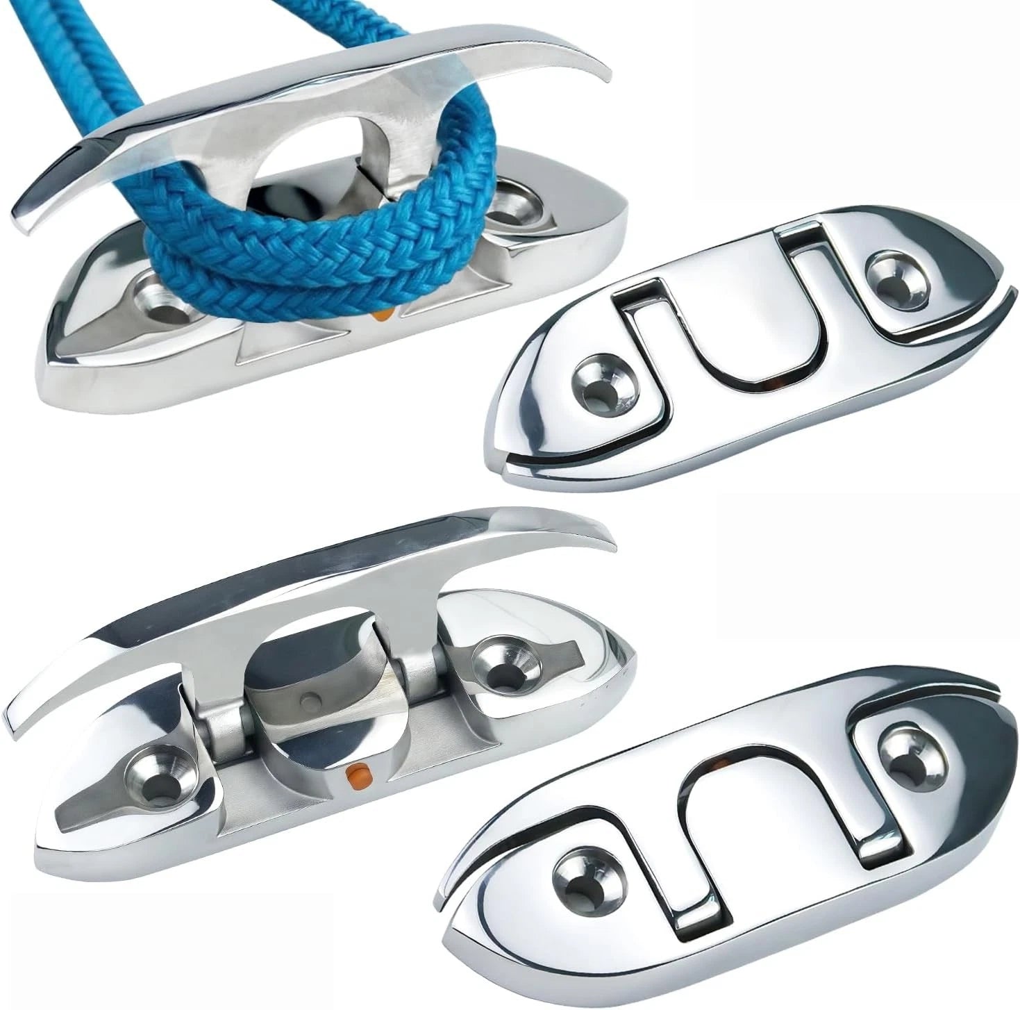 Set of 4 Folding Boat Cleats for (316 Stainless Steel)