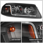 LED DRL Headlight/Lamp for Chevy Impala (2000–2005) Black Housing Amber Corner