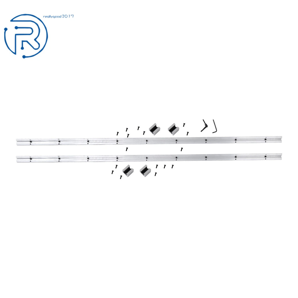Set of 2 Linear Shaft Rails with 4 Square Type Bearings for Universal Use