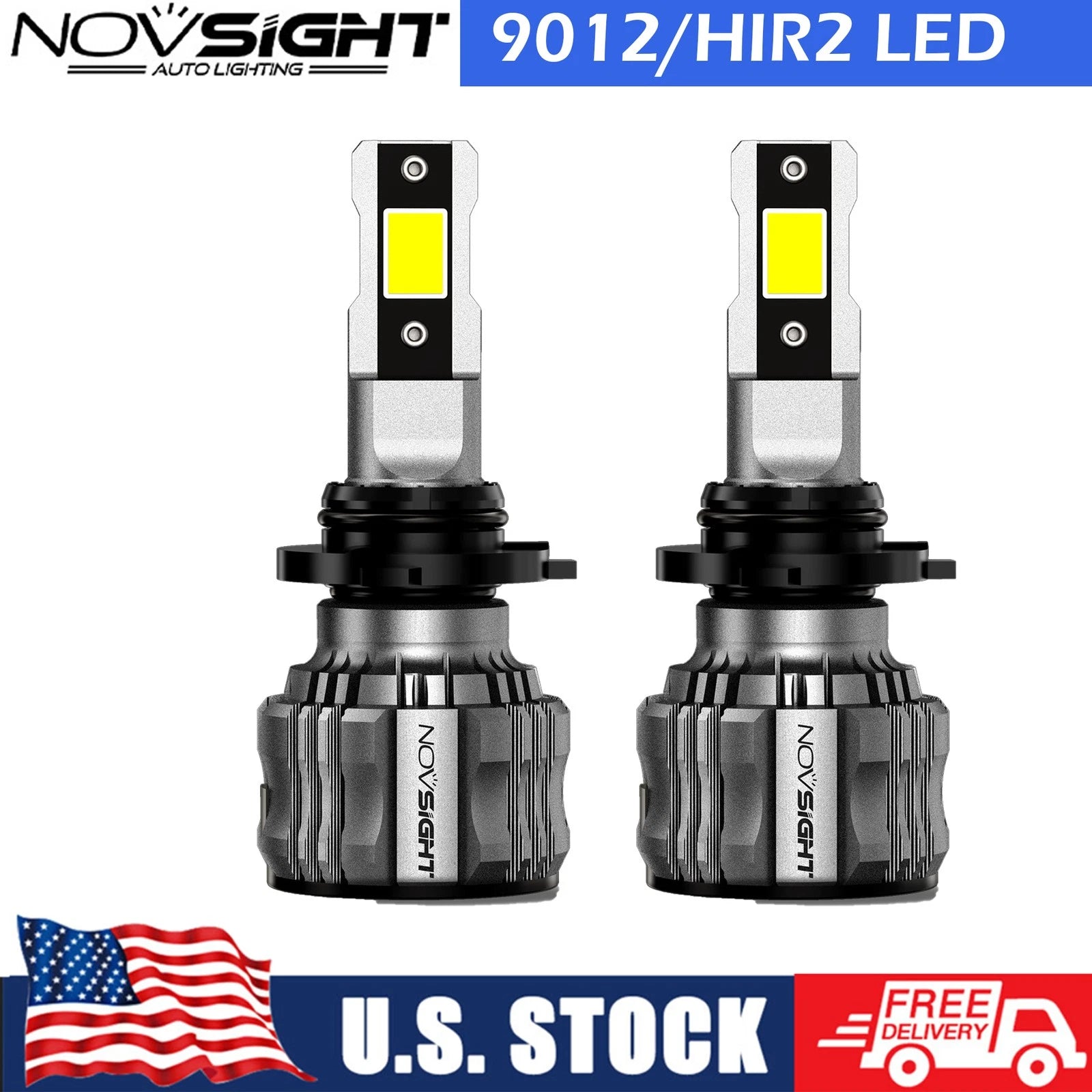 2X 9012 HIR2 LED Headlight Kit for High Low Beam (6500K)