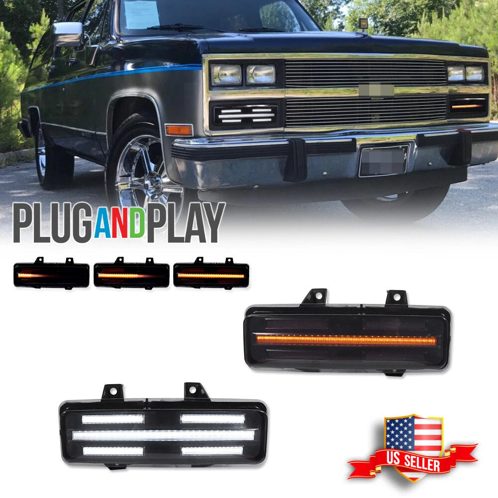 2X Smoked Switchback LED DRL Signal Lights for Chevy GMC Van 