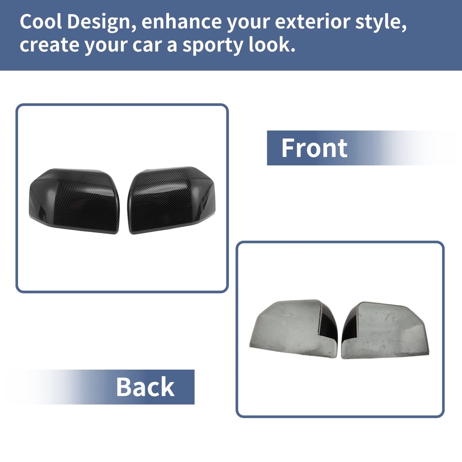 Pair of Mirror Cover Cap for Ford F-150 (2015–2020) FL3Z-17D743-BA Carbon Texture