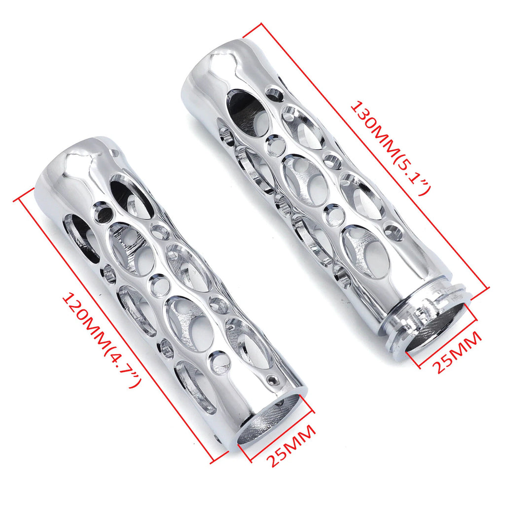 Chrome Hand Grips for Kawasaki Nomad Drifter Vulcan 1600 / Harley FXDL Dyna Low Rider (2000–2009)