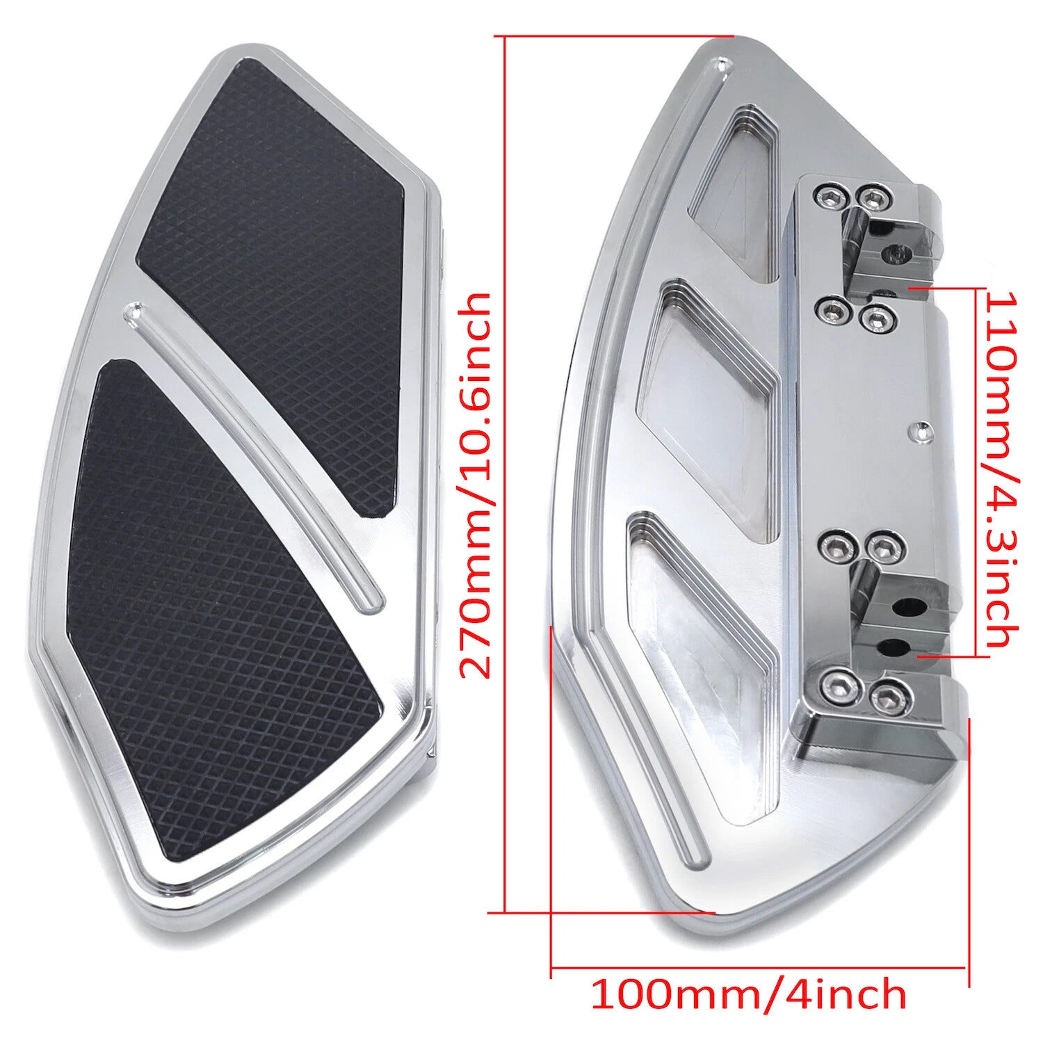 Arc Edge Rear Passenger Foot Board Floorboard for Harley Softail Touring (Chrome)