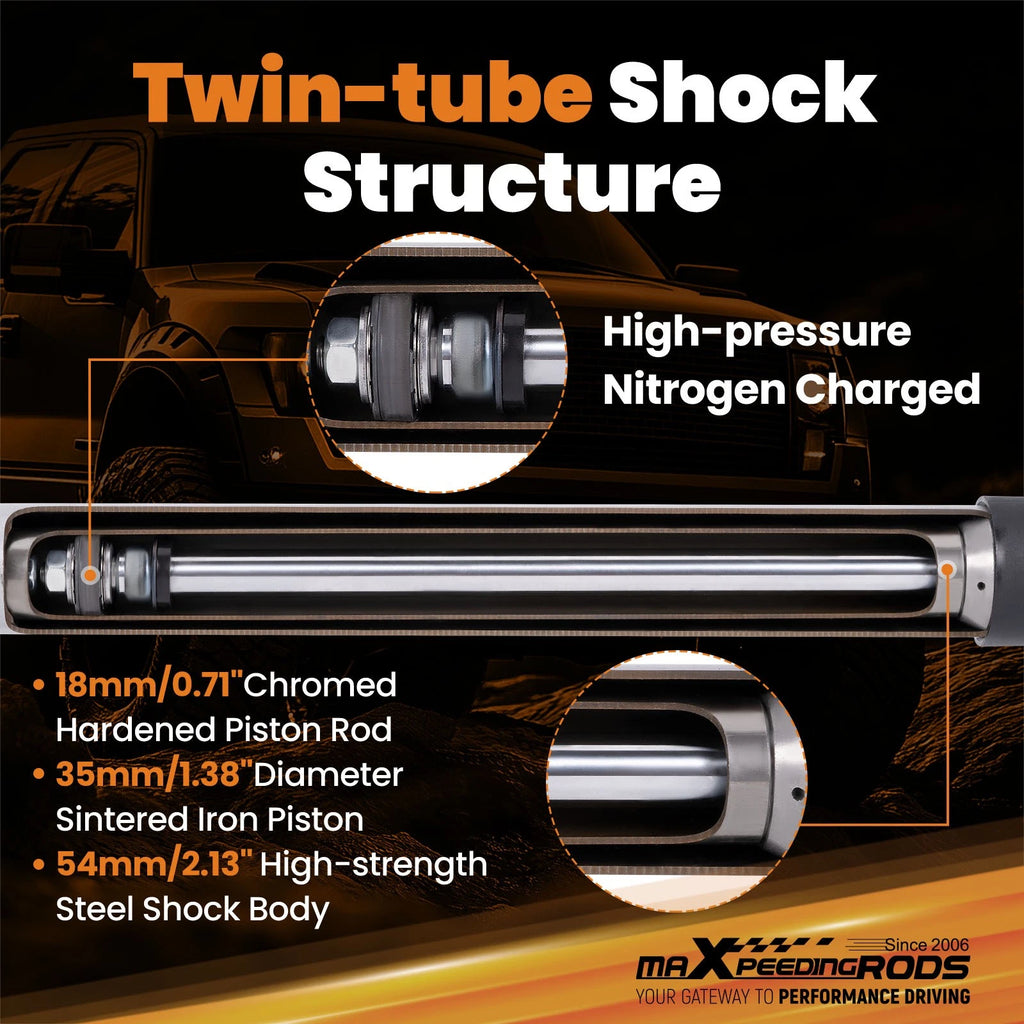 Set of 2 Front Nitrogen Shock Absorbers for Jeep Wrangler JK (2007-2018)