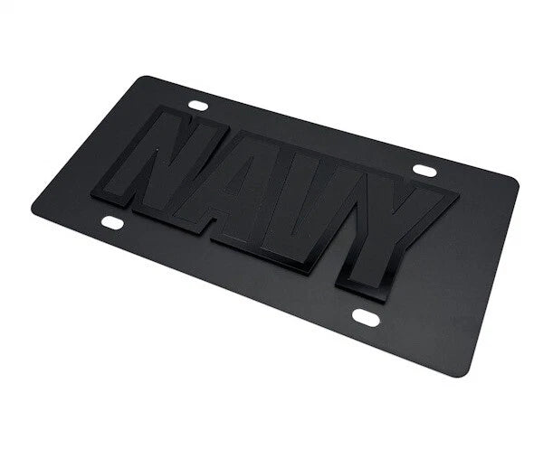 Navy Tactical Black License Plate 3D Acrylic Logo for US Navy Vehicles (Any Year)