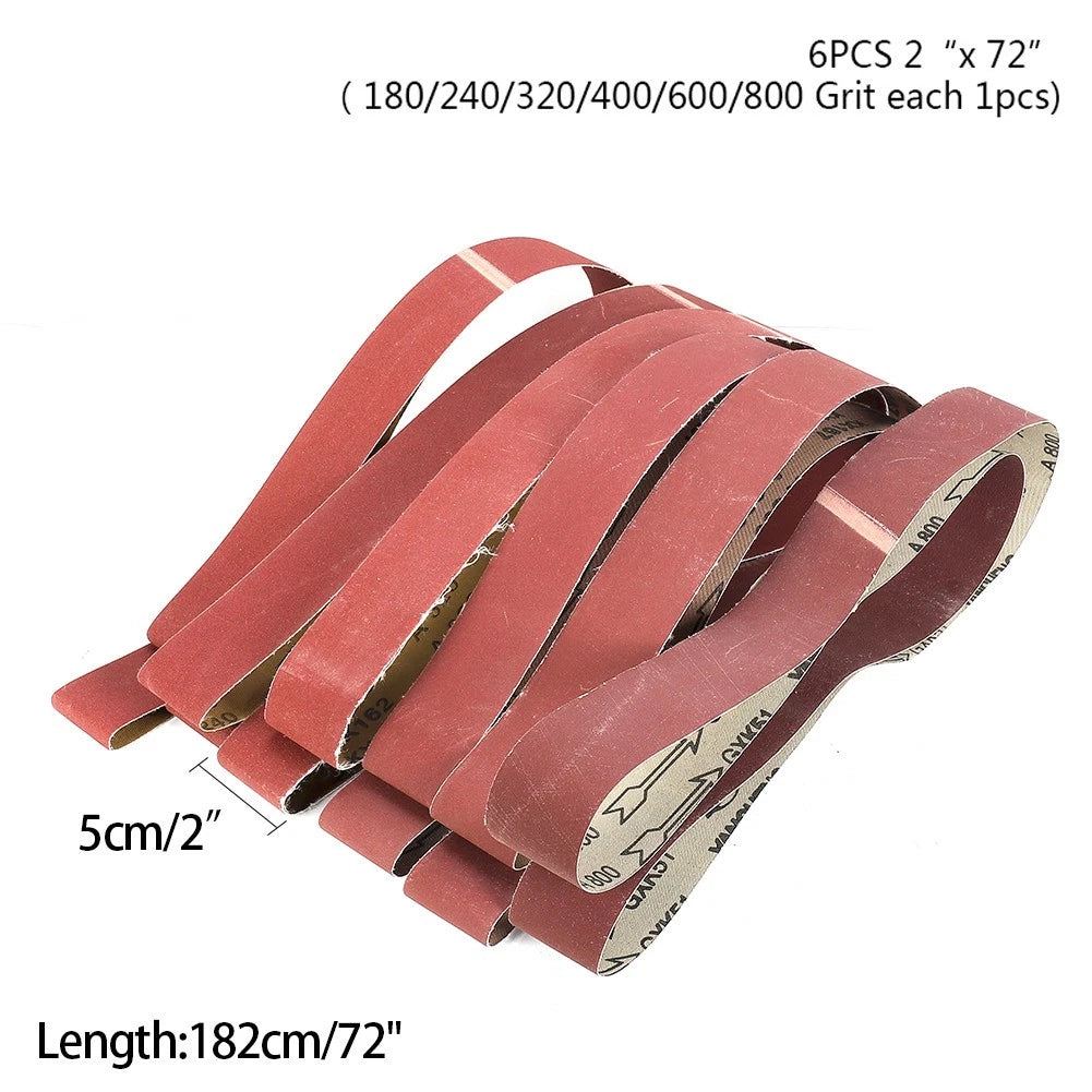Set of 6 Sanding Belts for Sander (5x182cm, 72 Grit)