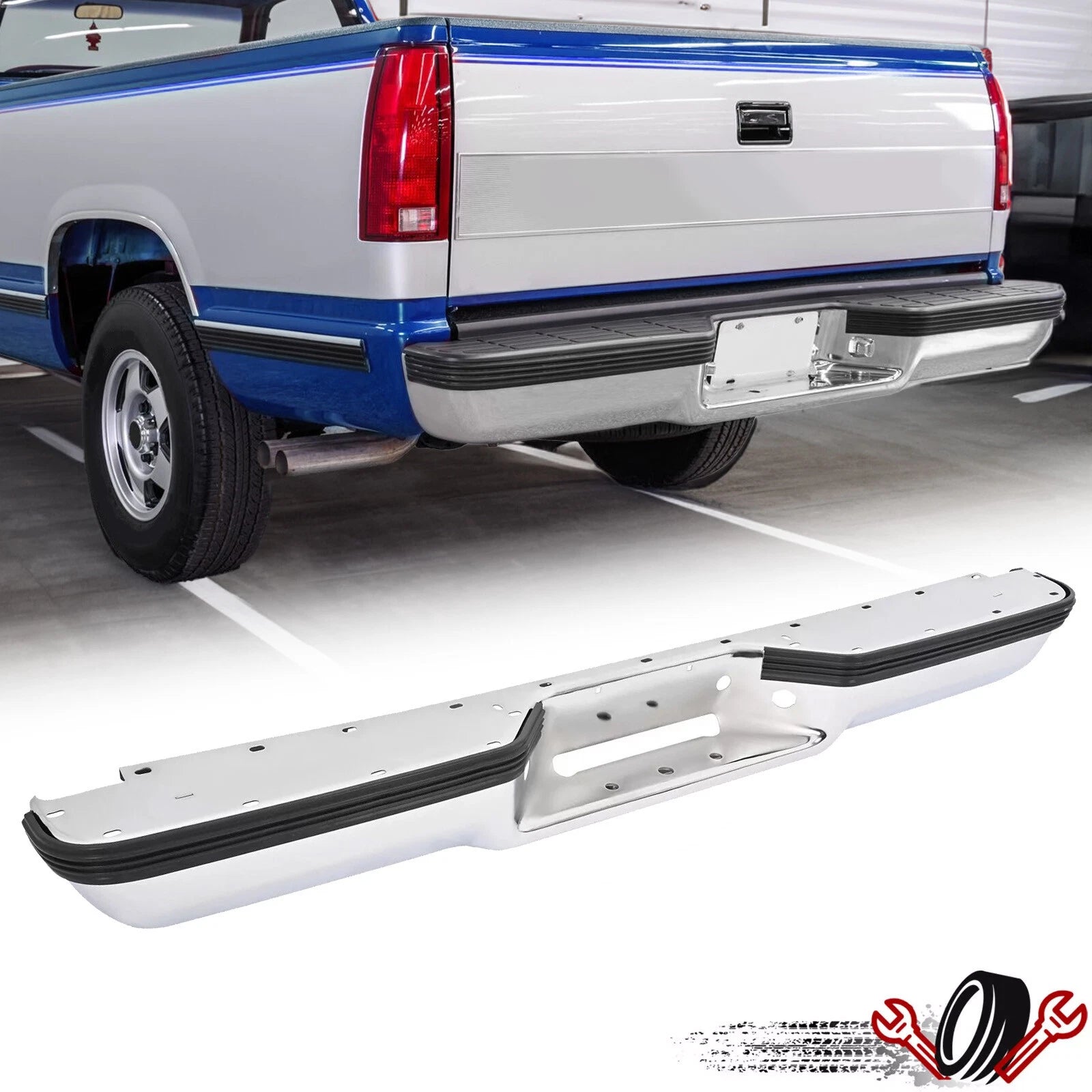 Chrome Rear Step Bumper for Chevrolet GMC Suburban C1500 K1500 (1988–2000)