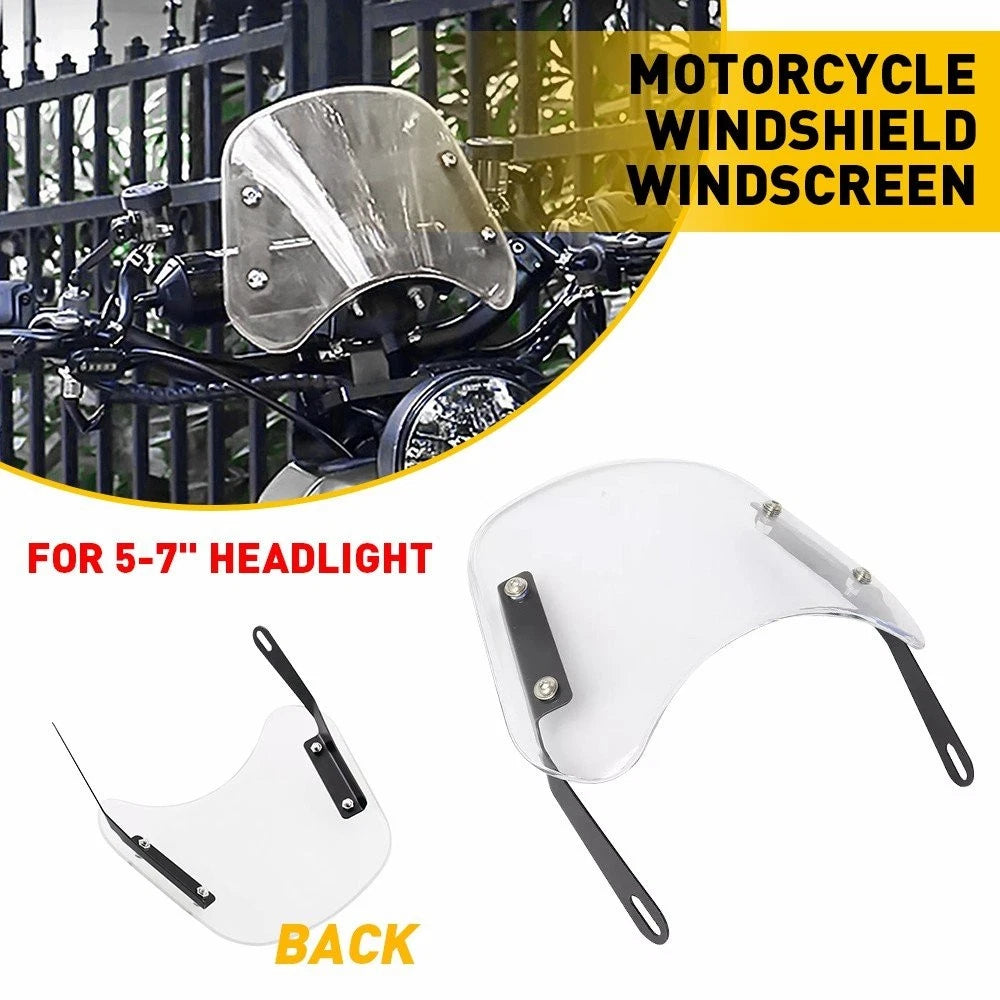 5-7 Inch Round Motorcycle Headlight Windshield Universal Windscreen