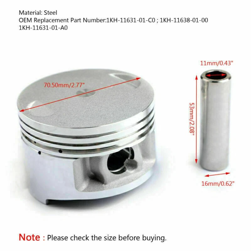 Piston Kit 70.50mm for Yamaha XT 225 (1987–2007) 1KH-11631-01-A0
