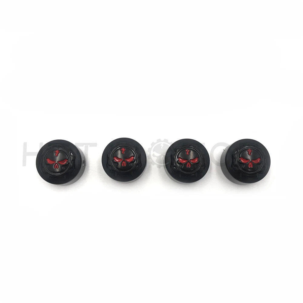 Set of 4 Black Gear Skull Bolt Caps for Harley Dyna Softail Road King