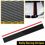 Car Stripes Racing Rally Front Hood Carbon 5D Fiber Decal Wrap for Universal