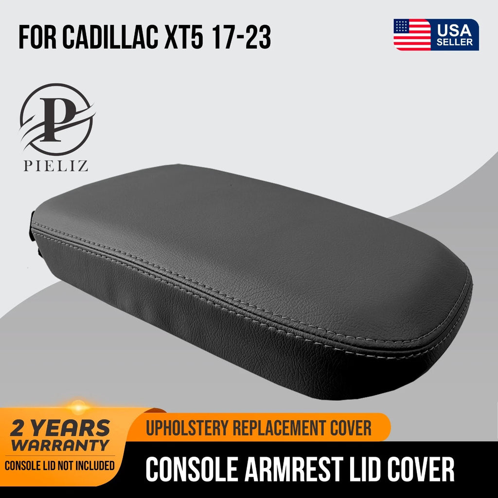 Console Armrest Cover for Cadillac XT5 (2017–2023) Black PVC Leather