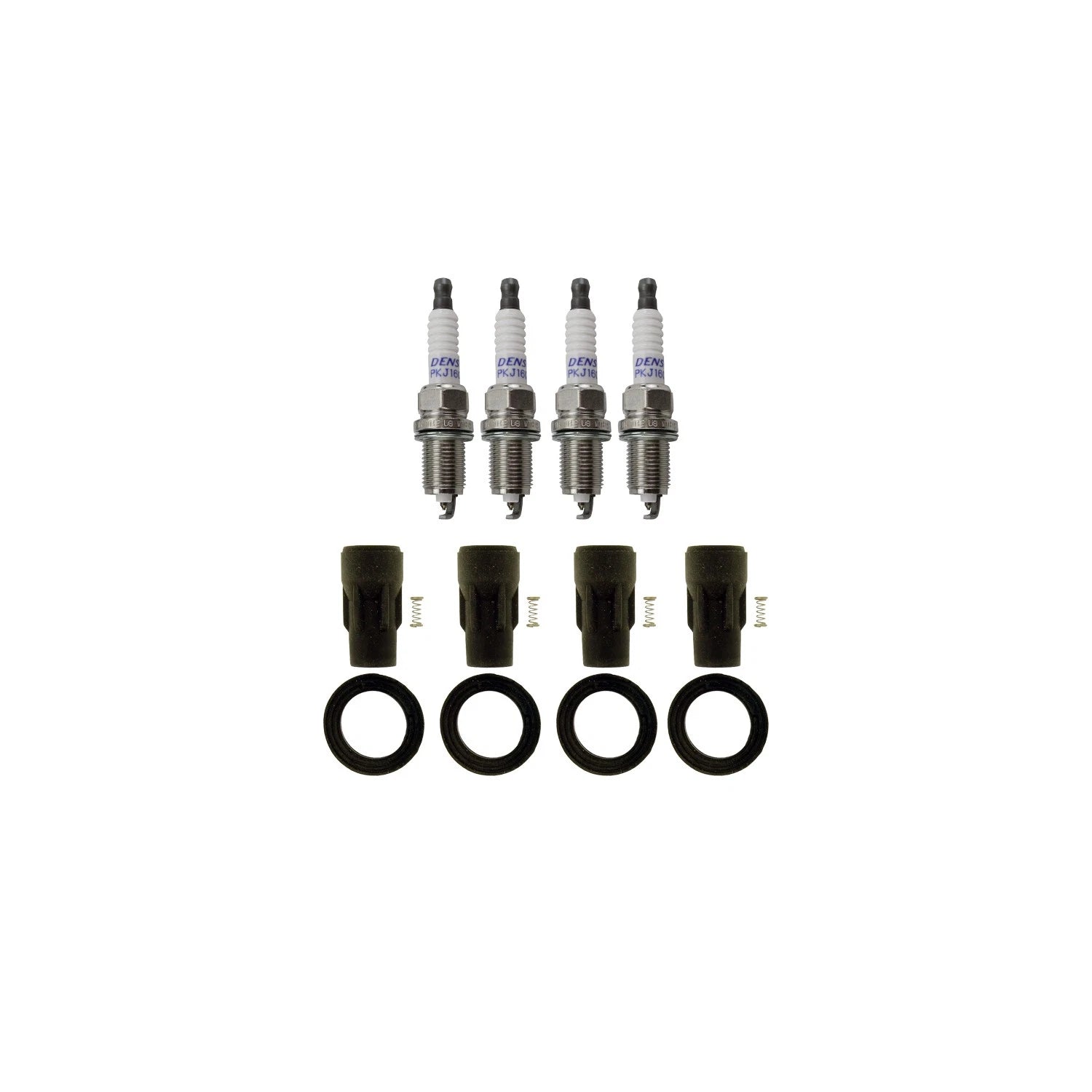Set of 4 Denso Double Platinum Spark Plugs & NGK Coil Boots for Compass (2017–2023)