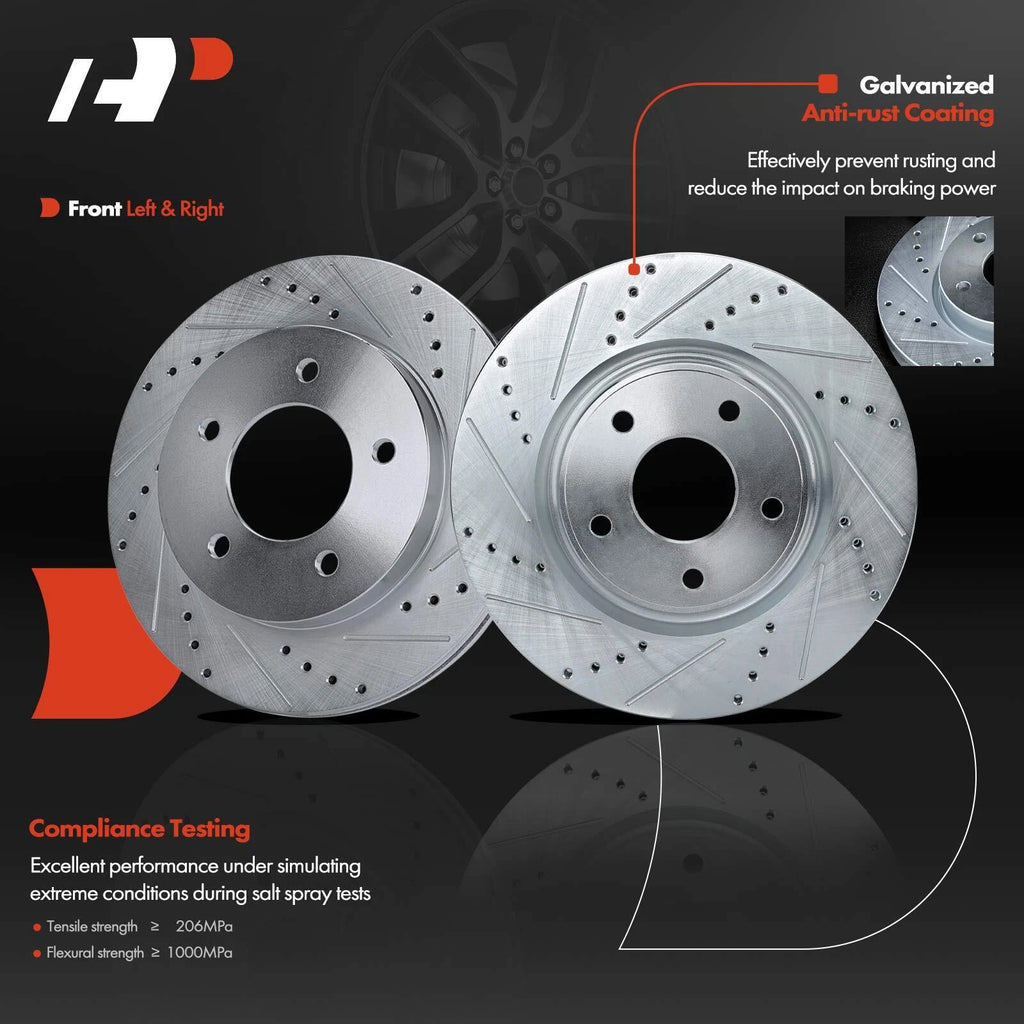 Front Side Drilled Brake Rotors for Ford F-150 (1997–2004) 4WD 5-Lug