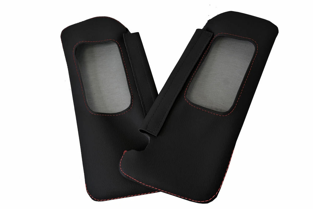 2PC Leather Sunvisors for Acura RSX (2002–2006) Black Red Stitch
