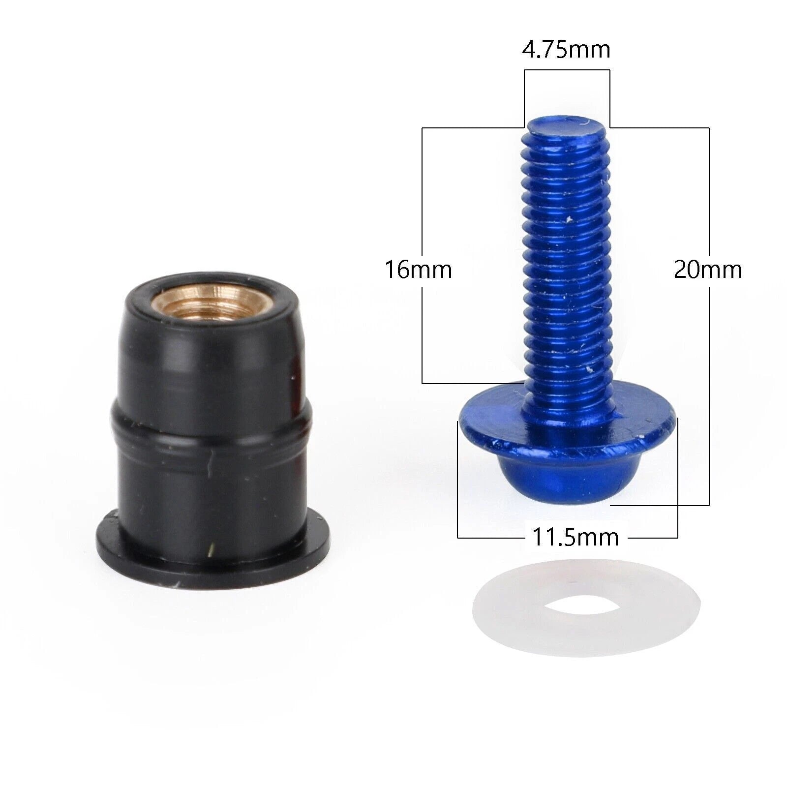 10X Motorcycle Wind Screen Shield Alu M5x16mm Screw Bolt Washers Kit Blue