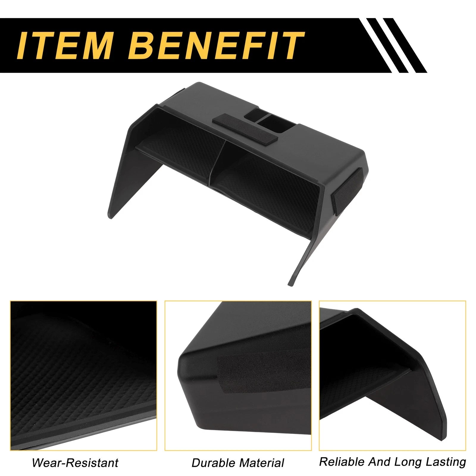Center Console Armrest Organizer Tray for Audi A3 8Y (2021–2024) Black Plastic