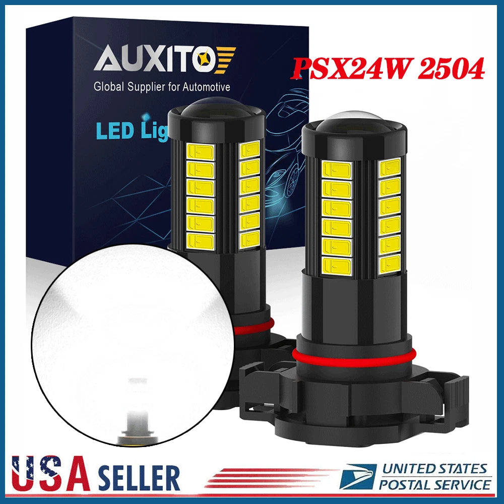 AUXITO PSX24W 2504 LED Foglight DRL Light Bulbs for