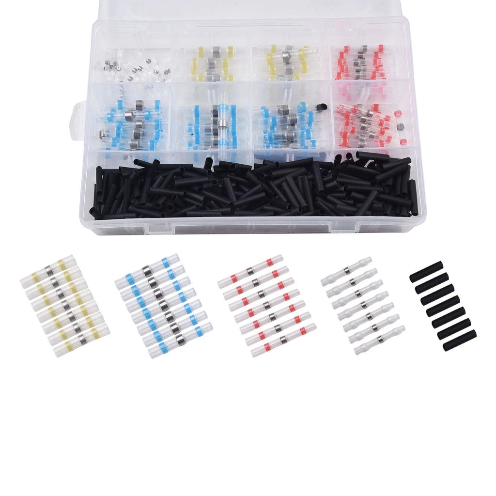 Set of 400 Solder Seal Sleeve Heat Shrink Butt Wire Connectors Waterproof
