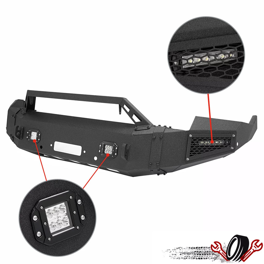 Front Steel Bumper Assembly with Winch Plate and LED for Dodge Ram 1500 (2009–2012)