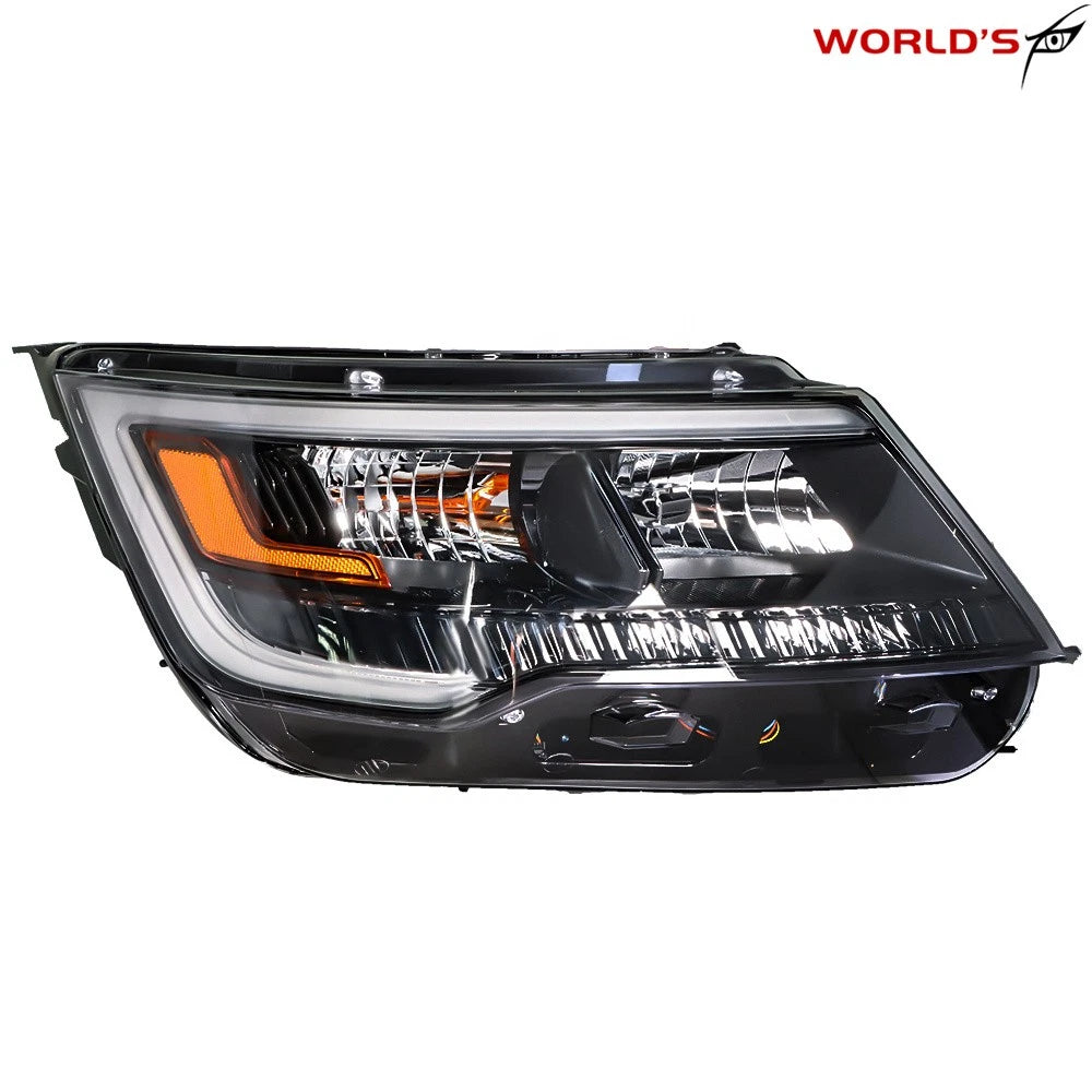 Black Housing Headlights for Ford Explorer Sport (2016–2018) Halogen DRL Right