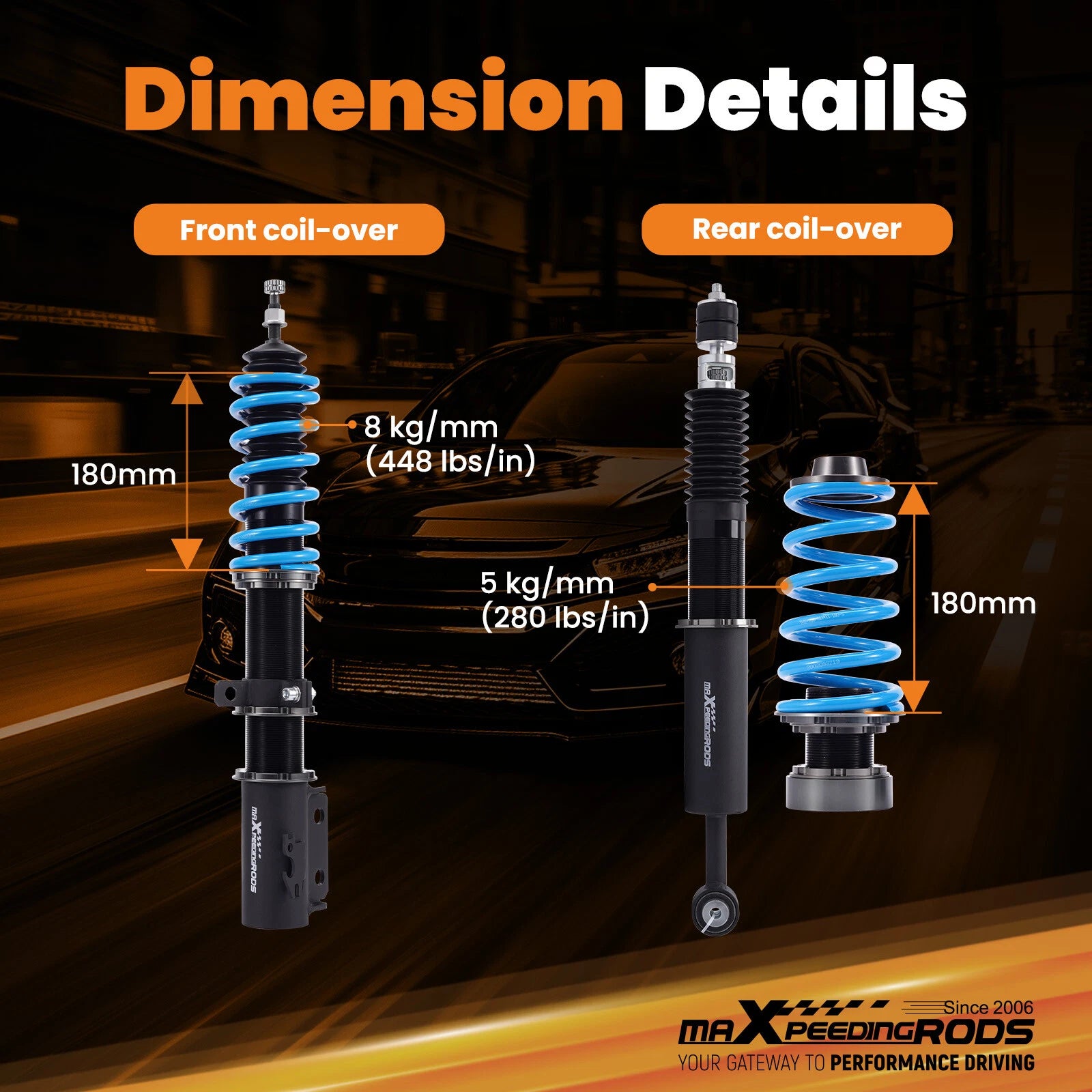 Adjustable Coilover Lowering Kit for Scion xD (2008-2014) Yaris (2007-2011)