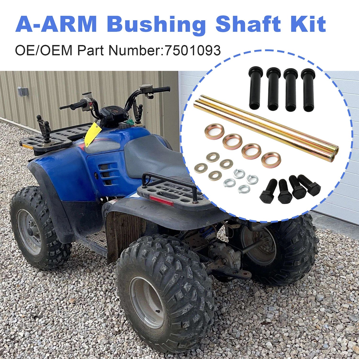 2X Front Lower A-Arm Bushing & Shaft Kit for Polaris Scrambler 500 (1997–2012)