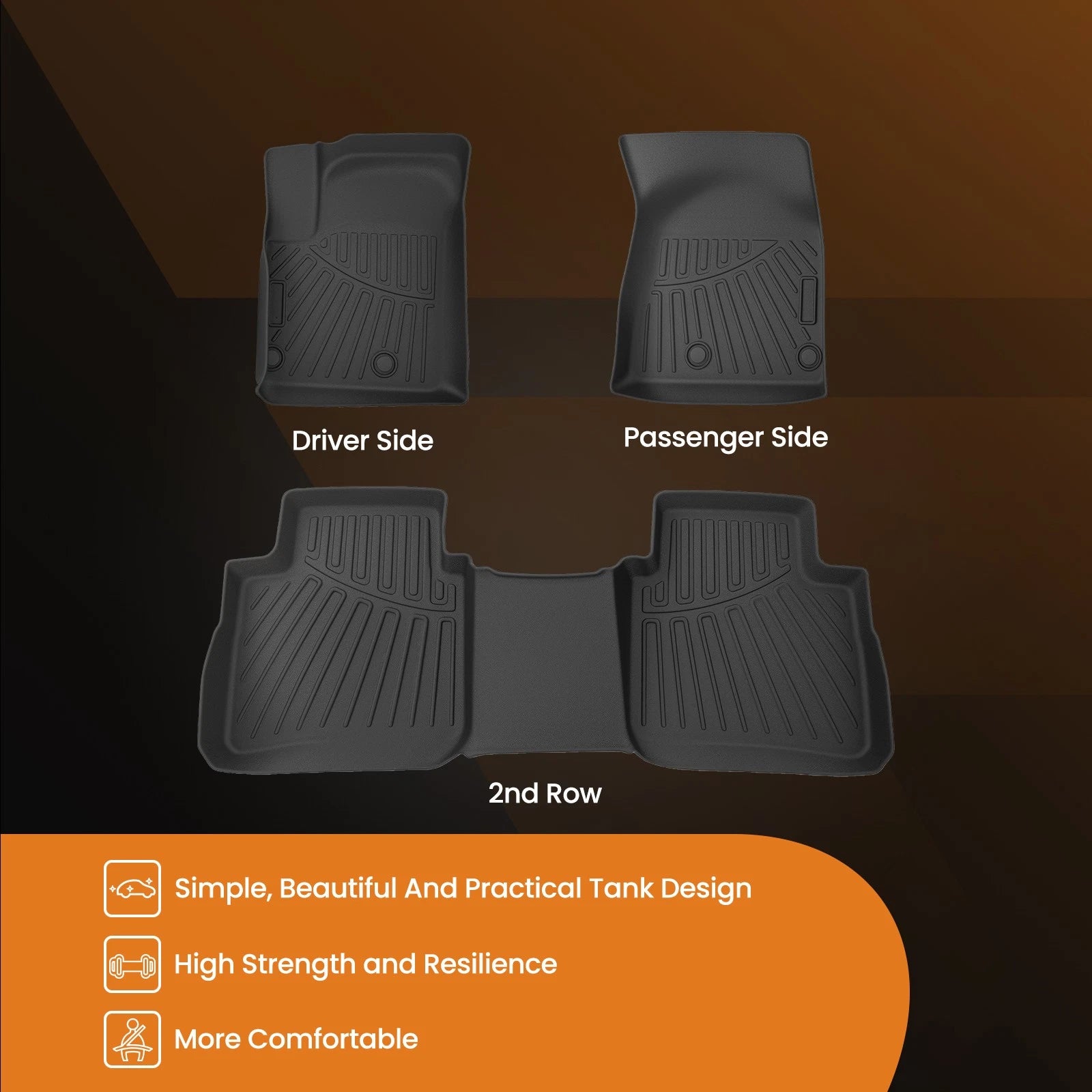 TPE Floor Mats Liner for Nissan Rogue (2021–2025) Black Waterproof