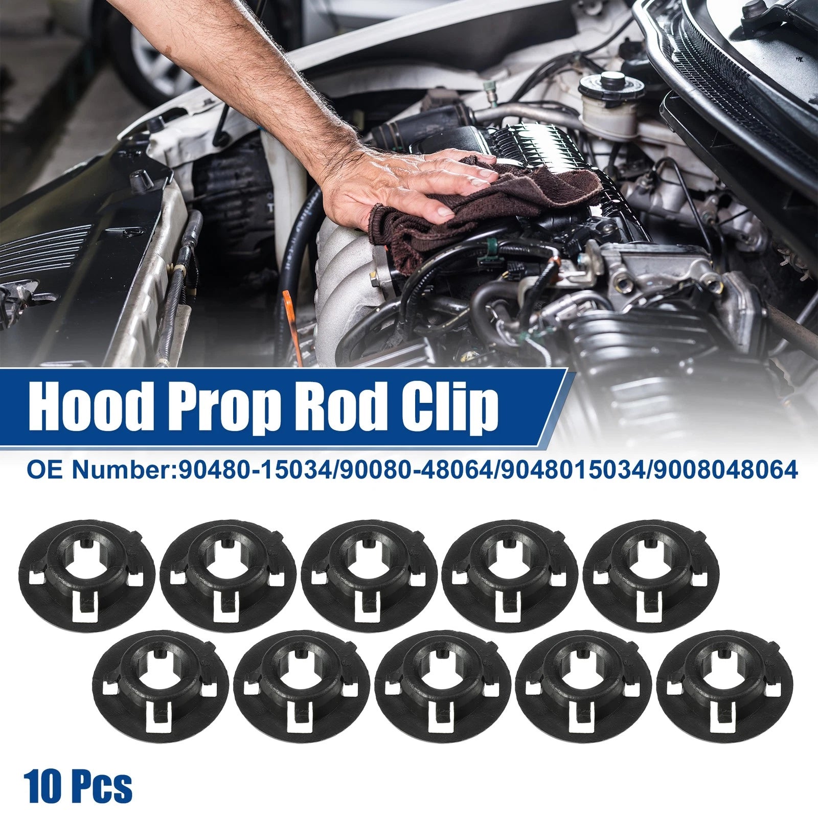 10 Pcs Hood Prop Rod Holder Clip for Toyota RAV4 (1996–2000)