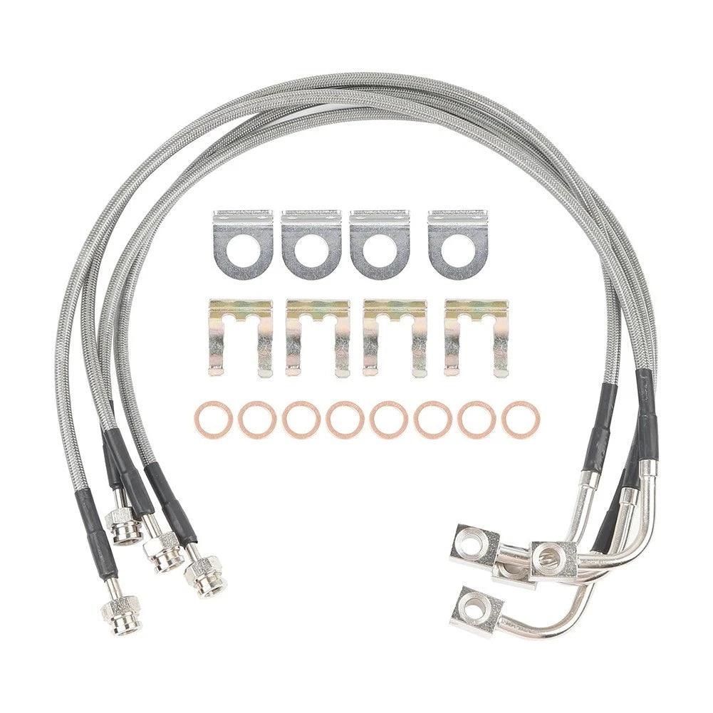 Set of 2 Brake Lines for Jeep Wrangler JK (2007–2018) 24" Front 22.5" Rear