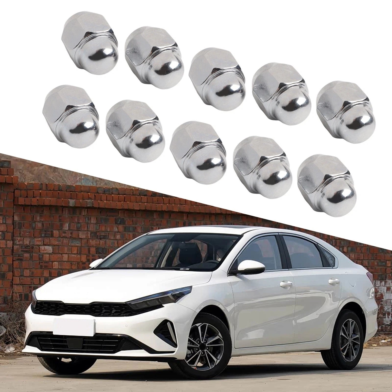 Set of 10 Wheel Nuts for Hyundai Kia Elantra (2011–2023) Carbon Steel 1.5