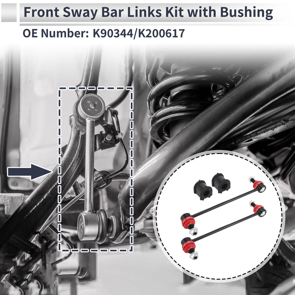 Set of 2 Front Stabilizer Bar Links with Bushings for Mazda 3 (2004–2009) No.K90344