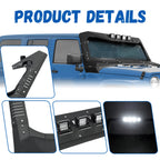 Armor Windshield Frame Cover Visor Cowl w/ LED Lights for Jeep Wrangler JK (2007–2018)