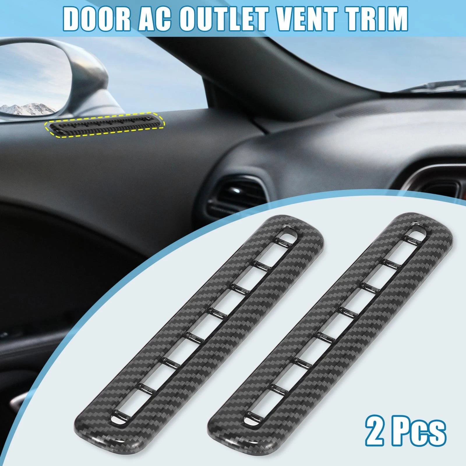 2pcs Carbon Fiber Door AC Outlet Vent Cover for Dodge Challenger (2015–2019)