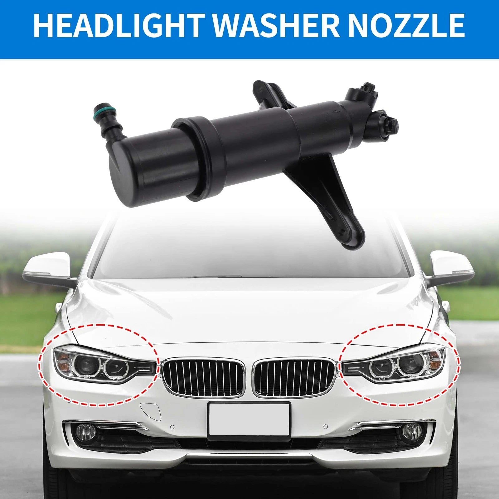 Headlight Washer Nozzle Set of 2 for BMW 525i 550i 535xi (No. 61677038416)