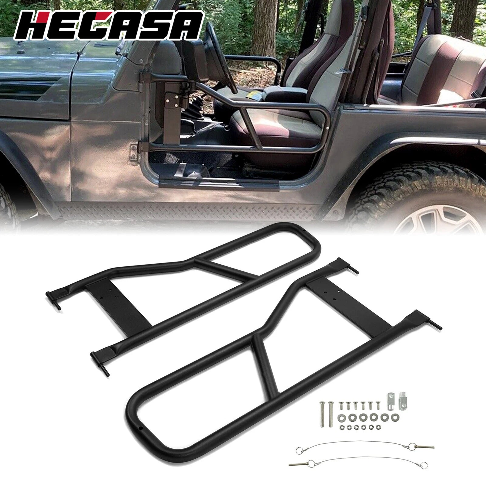 Pair Steel Tubular Half Door Tube for Jeep Wrangler YJ TJ (1987–2006)