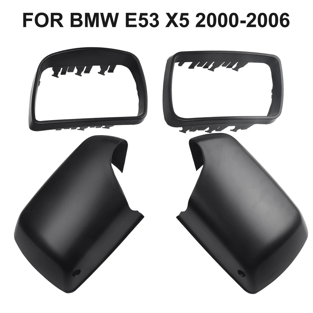 Set of 2 Wing Door Mirror Cover Caps + Trim Rings for E53 (2000–2006)