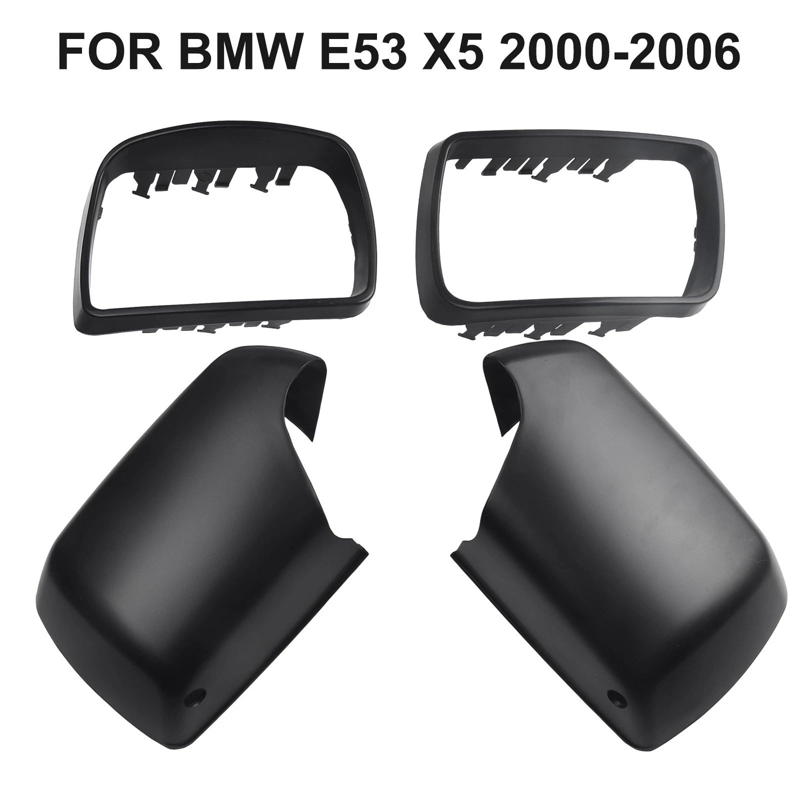 Set of 2 Wing Door Mirror Cover Caps + Trim Rings for E53 (2000–2006)