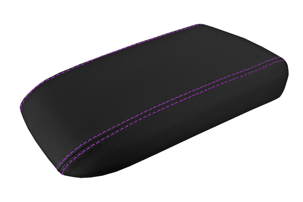 Leather Console Lid Armrest Cover for Ford Mustang (2005–2009) Purple Stitch