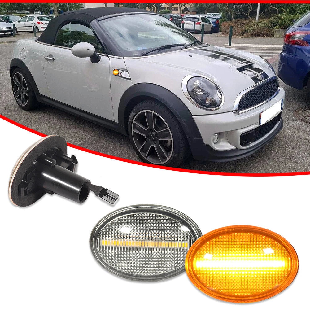 Set of 2 Clear Amber LED Fender Side Marker Lights for MINI Cooper (2007–2016)