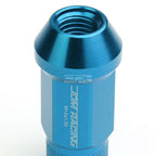 Set of 20 Open End M12x1.5 50mm Tall Sky Blue Aluminum Lug Nuts + Adapter