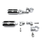 Chrome Angled Adjustable Skull Foot Peg for 1.25" Engine Guard Frame Tube