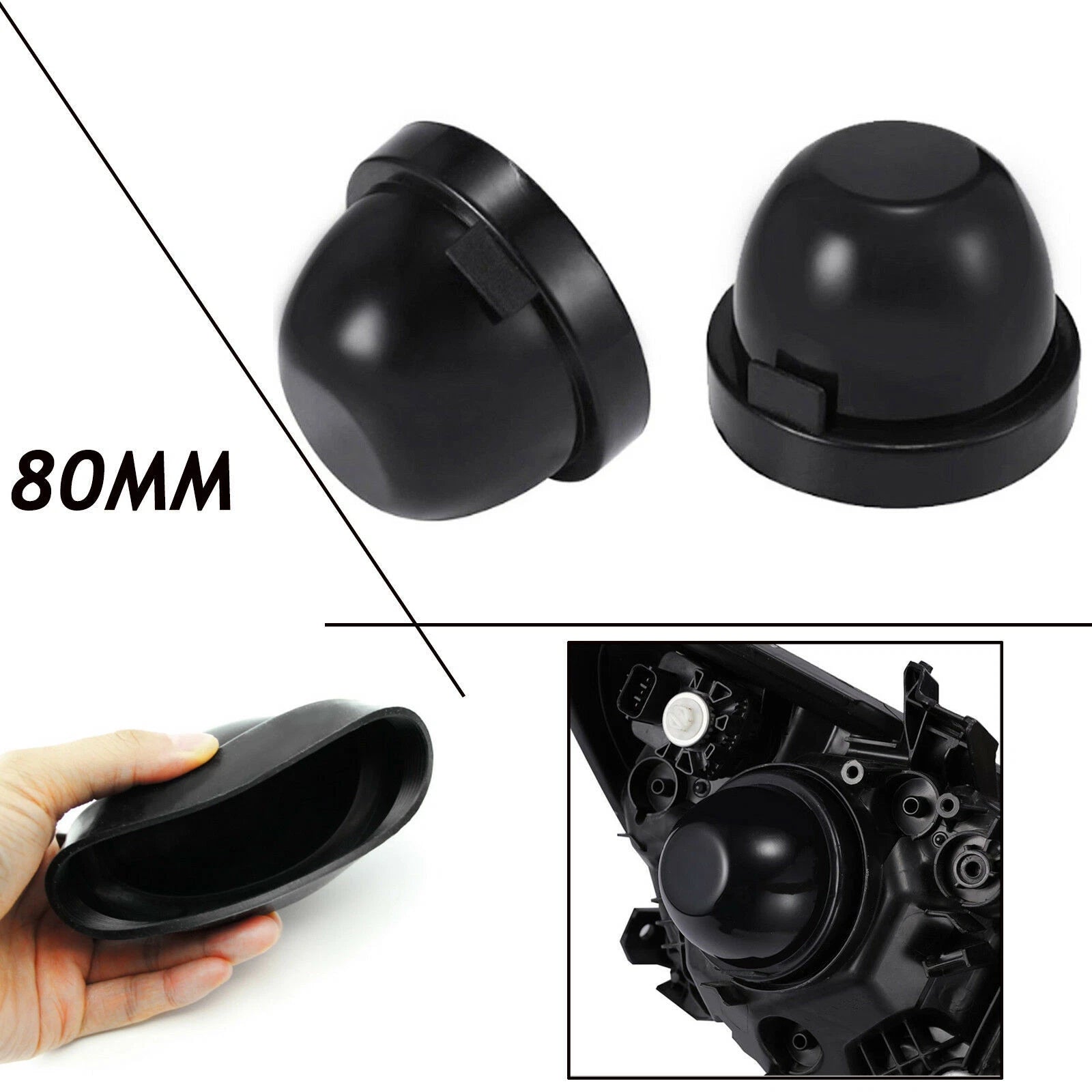 Headlight Dust Cover Seal Cap for 80mm HID LED Bulb Retrofit (2010–2025)