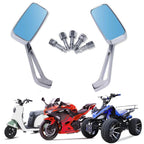 2X Chrome Rectangle Rearview Mirrors for Honda Suzuki Kawasaki