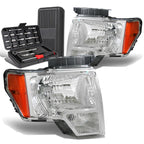 Pair of Chrome Amber Signal Headlight Lamps for Ford F150 (2009–2014)