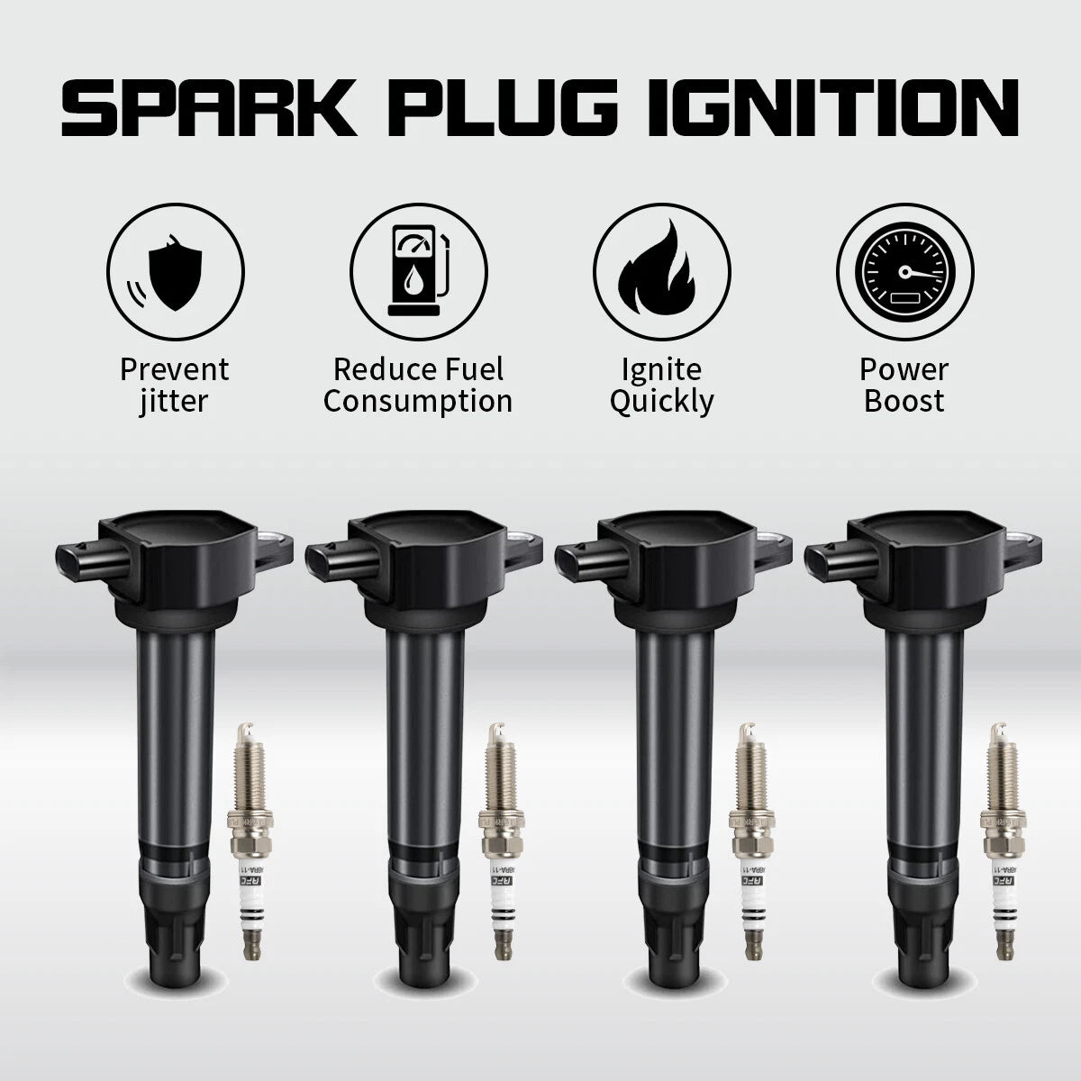 Set of 4 Ignition Coils & Spark Plugs for Jeep Compass Patriot (2007–2017)