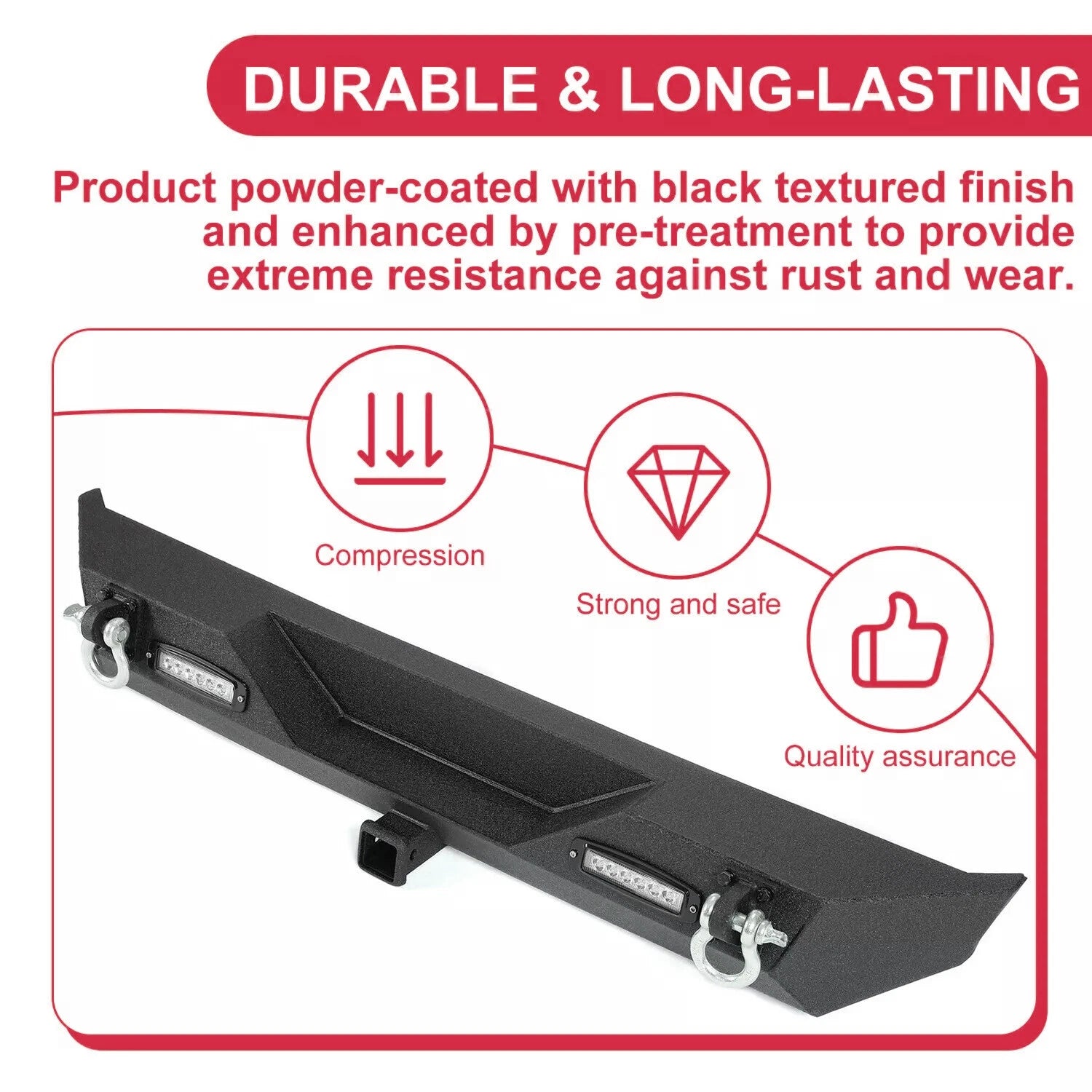 Powder Coated Front & Rear Bumper w/ D-Rings for Jeep Wrangler TJ YJ (1987–2006)