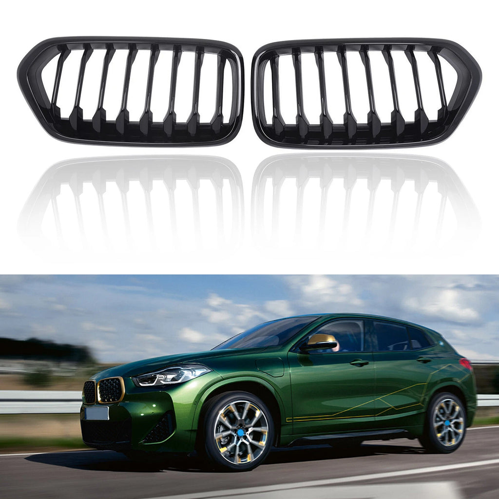 Front Bumper Grille for BMW X2 Series (2018–2023) Gloss Black
