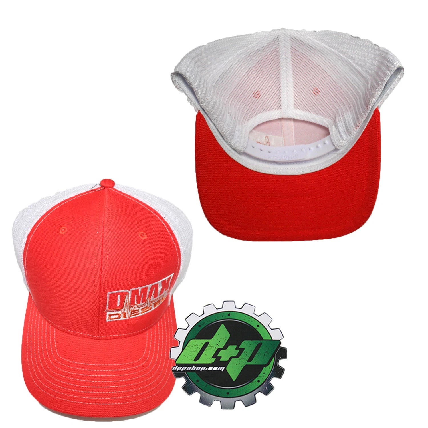 Duramax Diesel Trucker Hat for Richardson (Orange/White Mesh Snapback)